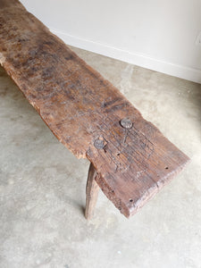 Antique Slab Pegged Work Table / Console