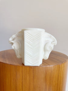 Vintage Milk Glass MacBeth Evans Double Horse Head Vase